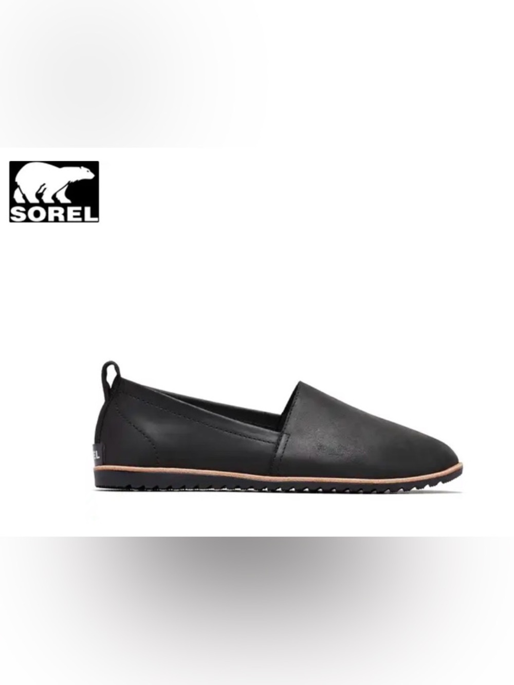 Sorel Ella Sz 10 Black Leather Slip-On Loafers Flats
